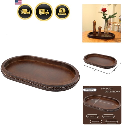 Oval wood decorative tray - wood,