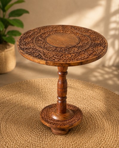 Round coffee table handmade - table,