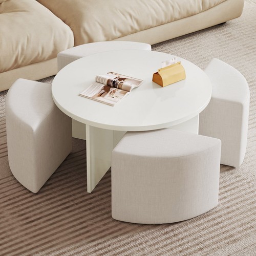 White round coffee - white,