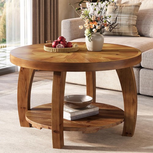 Solid wood round coffee - solid,