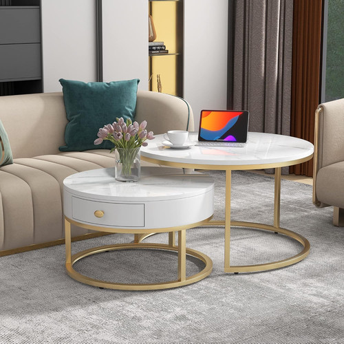 Round nesting coffee table set - nesting,