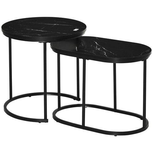 Side table set black mdf - side, steel
