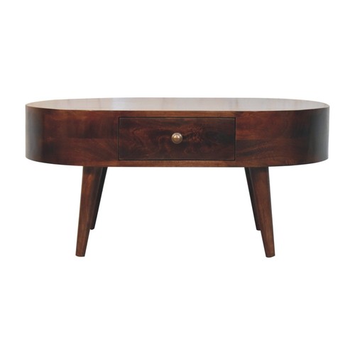 Walnut rounded drawer coffee - rounded,