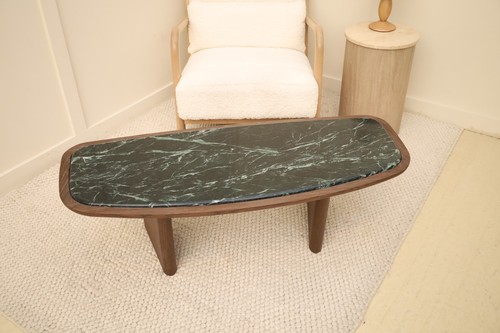 Dark wood and green marble